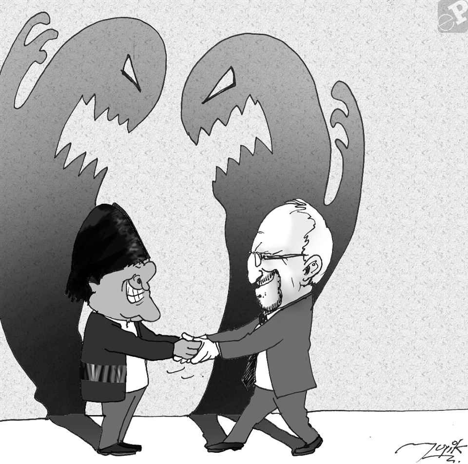 Caricatura de sonrisas de politicos