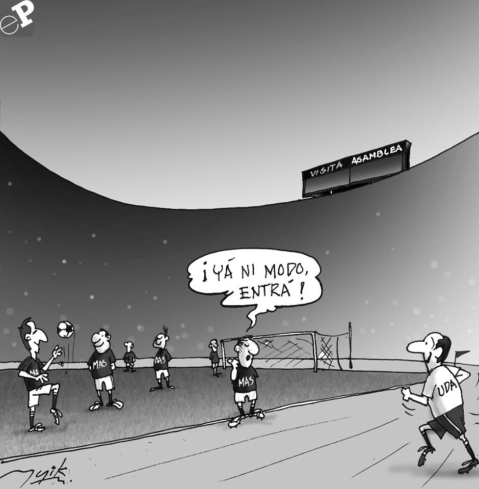 Caricatura sobre futbol en el Estado Plurinacional de Bolivia